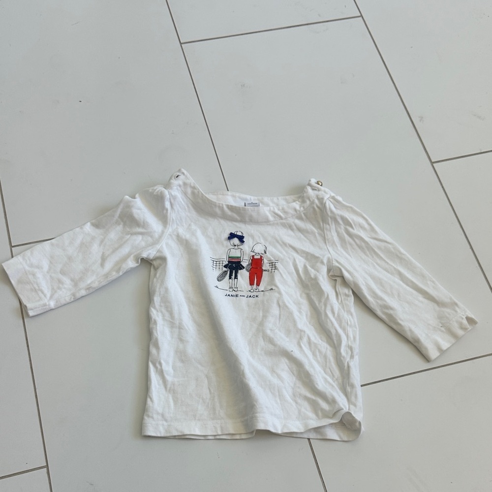 Janie and Jack White Long Sleeve Shirt with Nautical Print